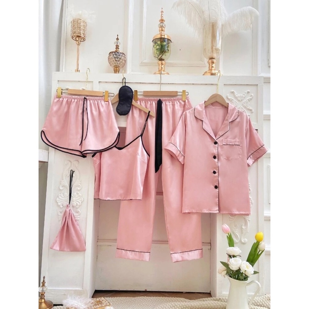 Manuela 6pcs Satin Pajama Set - Picture 5 of 6